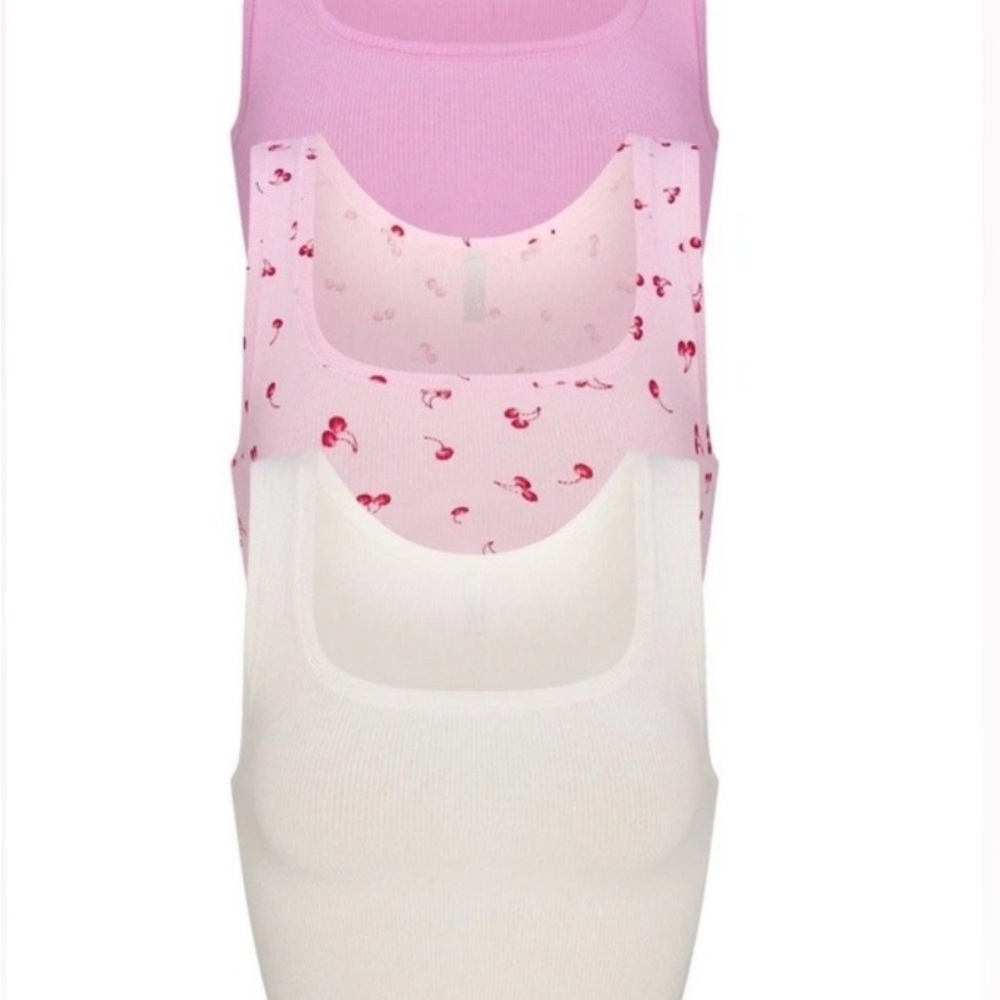 SKIMS Cherry Pink Tank Top Set S NEW